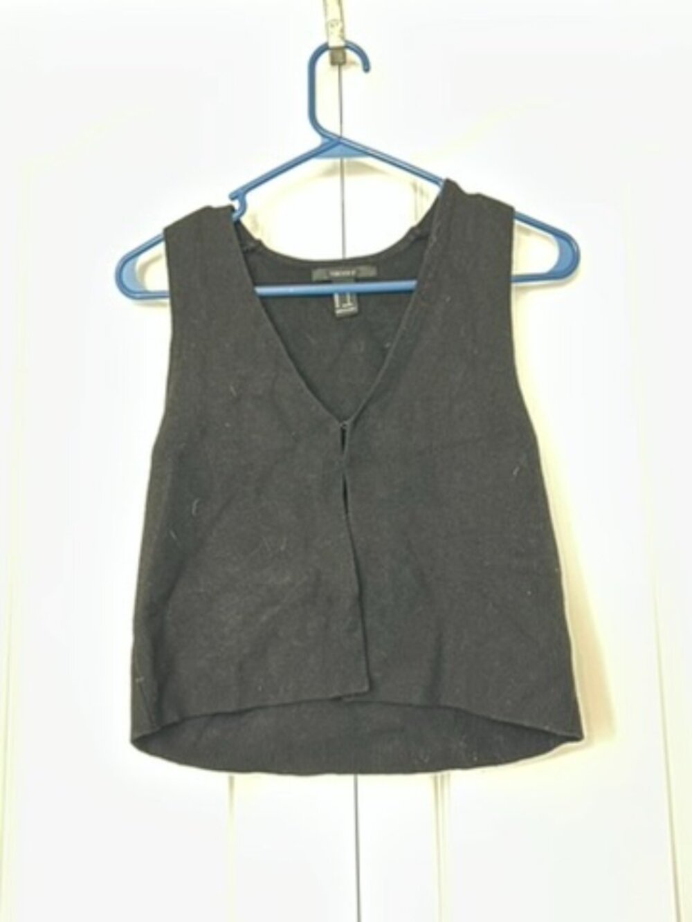 Forever 21 Black Knit Single-Clasp Open Front Vest Size Small